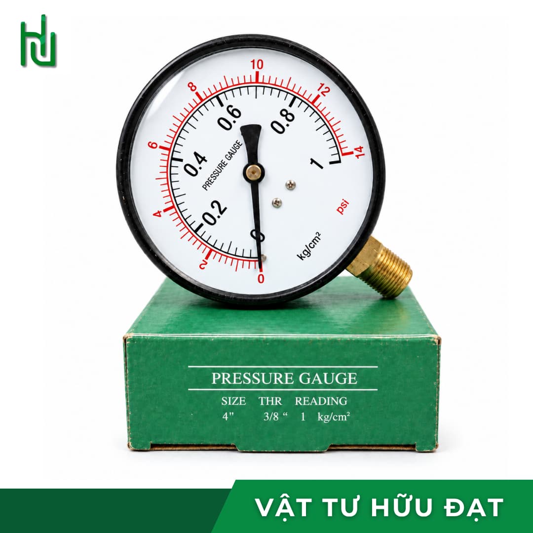 Đồng hồ đo áp suất hơi mặt 100 chân đứng KK Gauges, ren 17mm