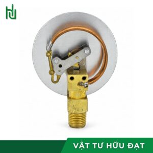 Đồng hồ đo áp suất hơi mặt 63 chân đứng lắp trên cổng bình chứa khí