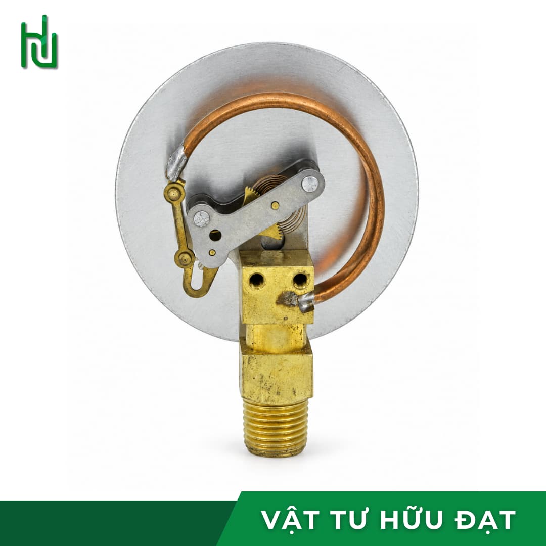 Đồng hồ đo áp suất hơi mặt 63 chân đứng lắp trên cổng bình chứa khí
