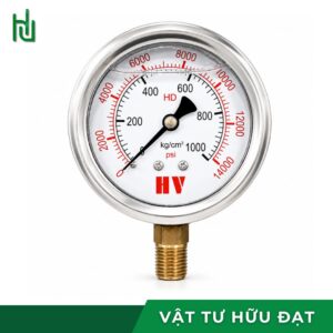 Đồng hồ đo áp suất dầu HV mặt 63 chân đứng vỏ inox 304, ren 13m