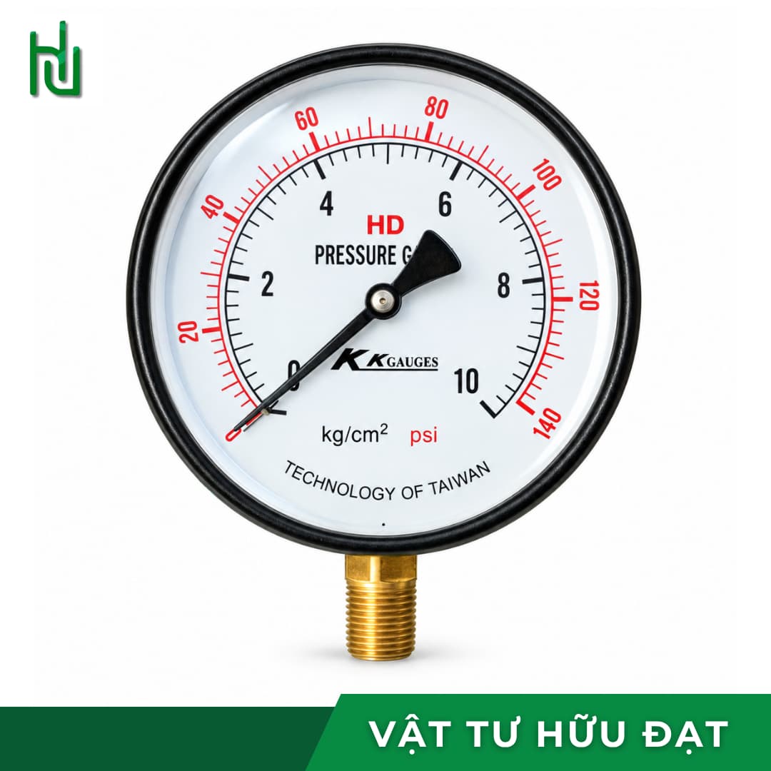 Đồng hồ đo áp suất hơi mặt 150 chân đứng