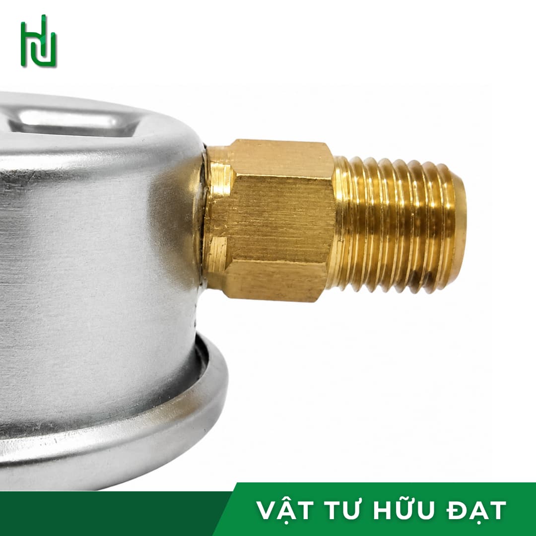 Chân ren đồng 13mm của đồng hồ đo áp suất dầu HV mặt 63 chân đứng