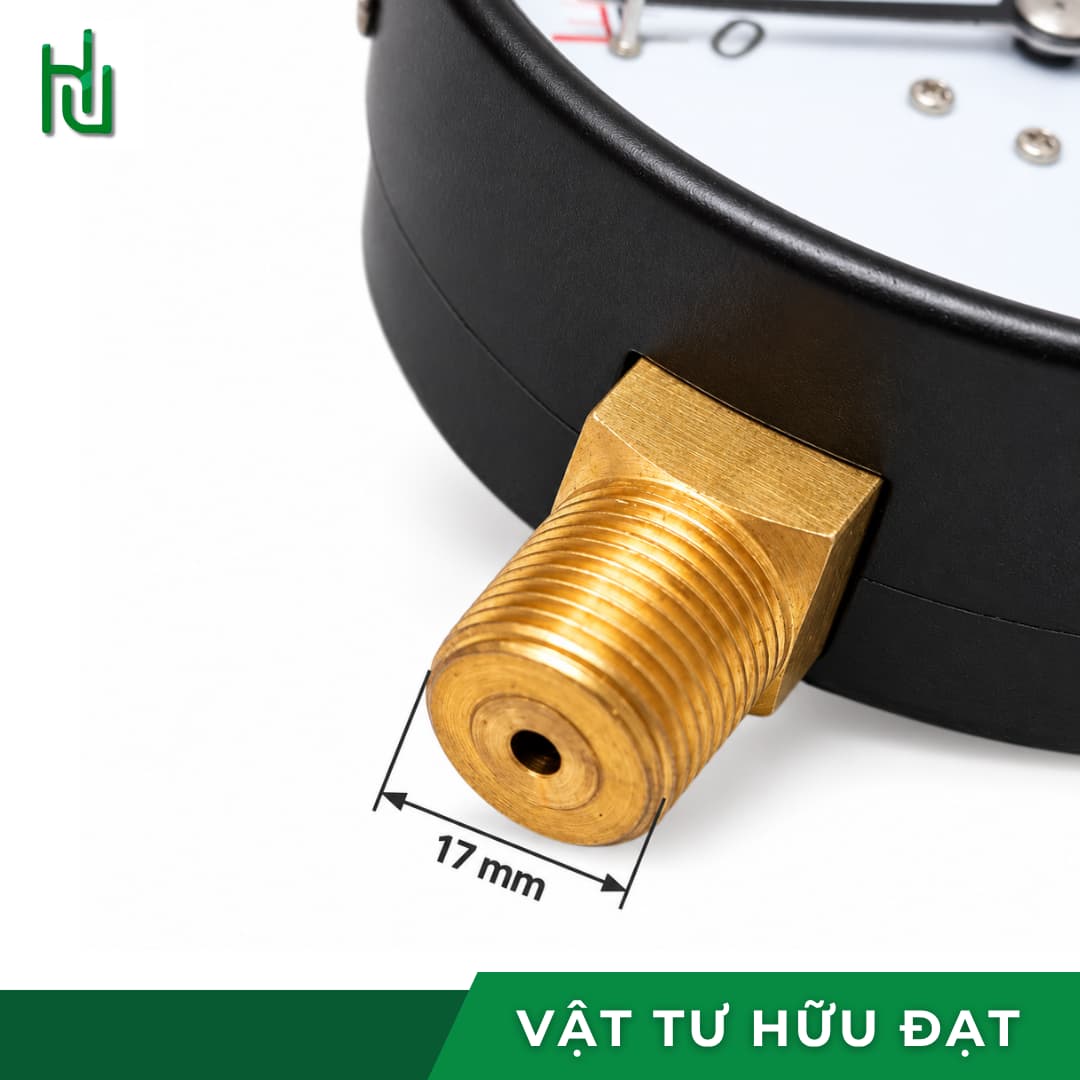 Chân ren đồng 17mm 3/8 inch PT của đồng hồ áp suất mặt 100