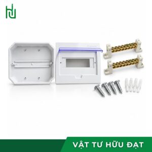 Bên trong tủ điện âm tường TĐAT 12F với ray gài 12 module