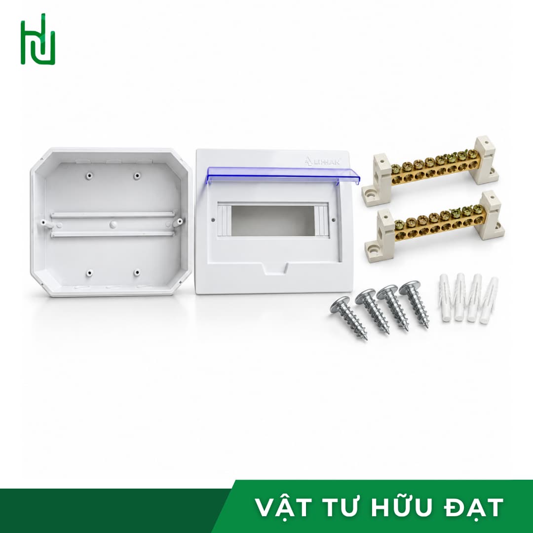 Bên trong tủ điện âm tường TĐAT 12F với ray gài 12 module