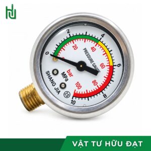 Đồng hồ đo áp suất máy rửa xe Yong You 0-100 bar có dầu, ren ngoài 13 mm