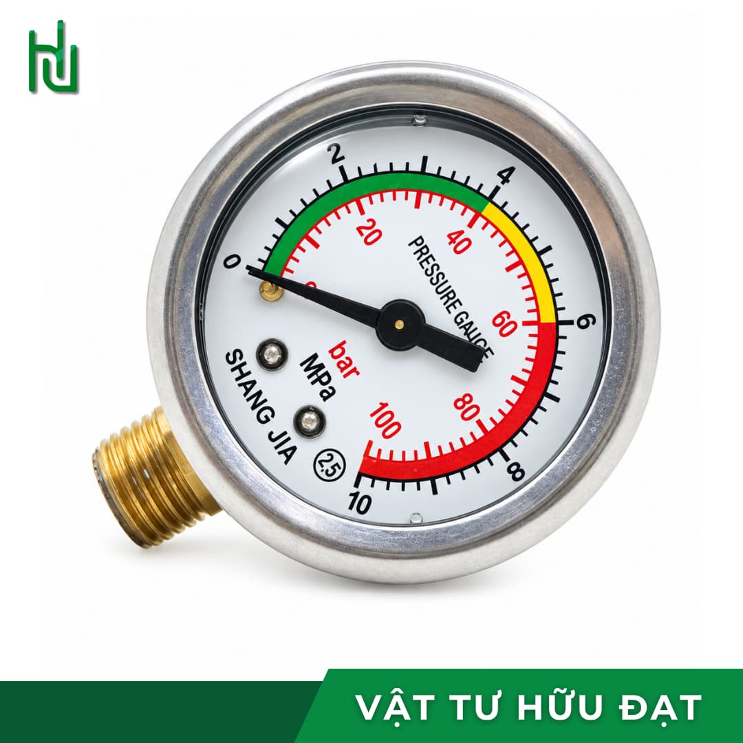 Đồng hồ đo áp suất máy rửa xe Yong You 0-100 bar có dầu, ren ngoài 13 mm