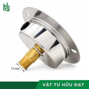 Chân ren đồng 17mm ở mặt lưng đồng hồ áp suất dầu HV mặt 100