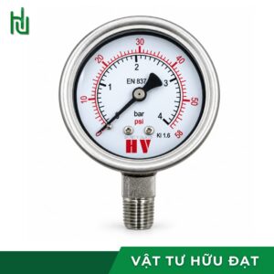 Chân ren inox 316 của đồng hồ đo áp suất HV mặt 63, ren 13mm 1/4 inch PT