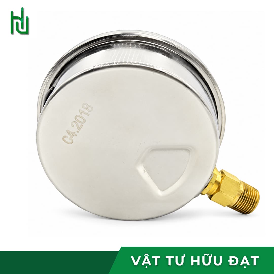 Đồng hồ áp suất dầu HV mặt 100 nhìn nghiêng, nút silicon thay dầu phía sau