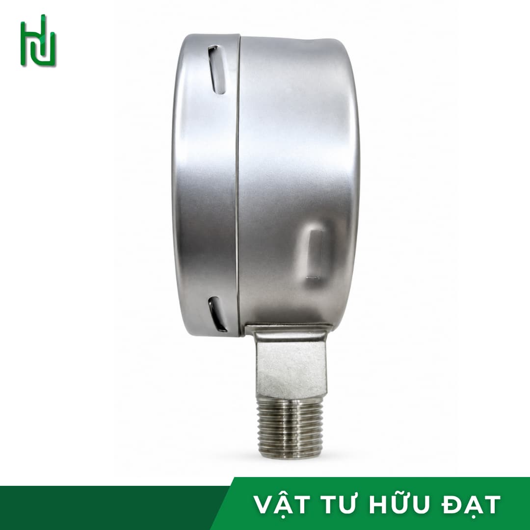 Chân ren inox 316 của đồng hồ đo áp suất HV mặt 100, ren 21mm 1/2 inch PT