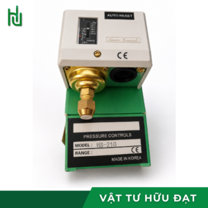 Công tắc áp suất HS-210 Autosigma nhìn nghiêng thân và đầu nối ống đồng 6 mm