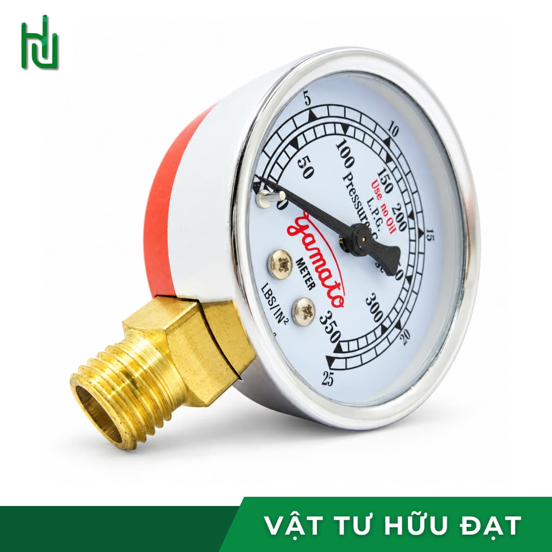 Mặt đồng hồ gas cổng vào thang 0 đến 25 kg/cm² hiệu Yamato