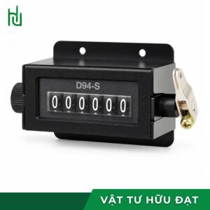 Bộ đếm số cơ 6 số D94-S vỏ nhựa đen, cần kéo kim loại