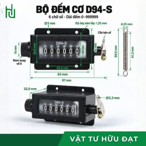 Cần kéo và lò xo hồi vị của bộ đếm cơ khí BERM D94-S 6 số